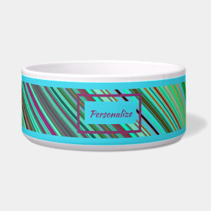 Tigela Trendy Multi-Color Diagonal Stripe Pattern Cat Dog
