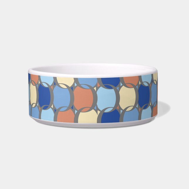 Tigela Trendy Retro Blue Orange and Yellow Circles Design (Frente)