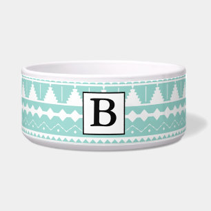 Tigela Trendy White Aztec Padrão & Teal