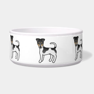 Tigela Tricolor Smooth Fox Terrier Cute Cartoon Cão