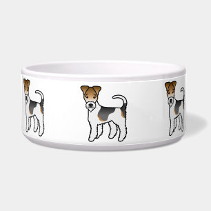 Tigela Tricolor Wire Fox Terrier Cute Cartoon Cão