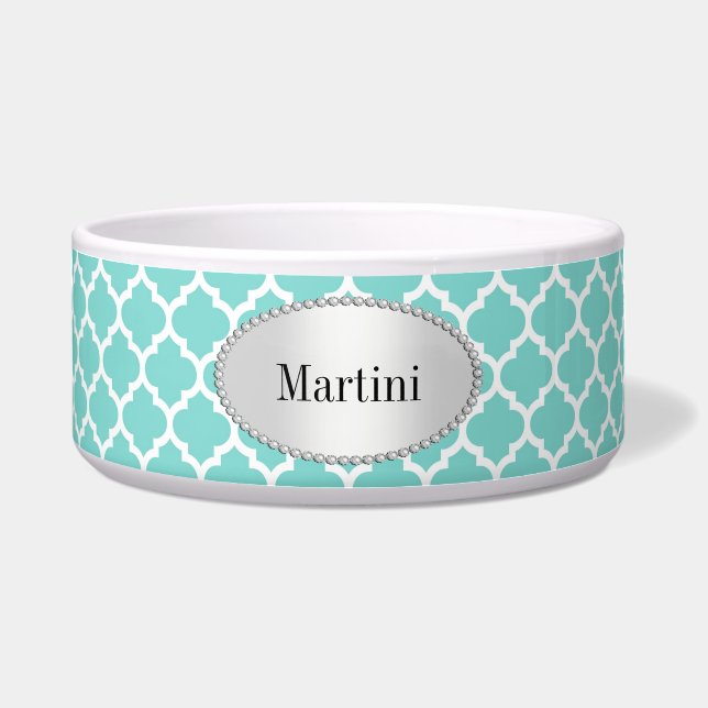 Tigela Turquesa Aqua What Quatrefoil Marroquino Padrão #5 (Frente)