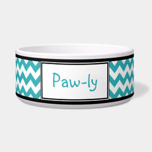 Tigela Turquesa de Chevron & bacia personalizada branco