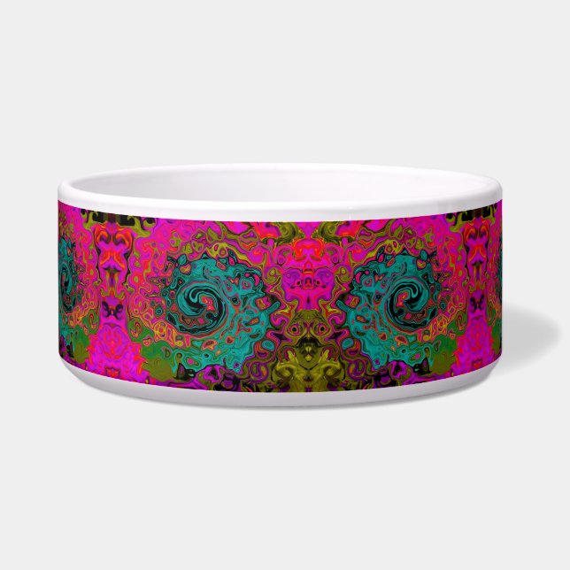 Tigela Turquesa Trippy Abstrato Líquido Redemoinho Retro (Direita)