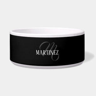 Tigela Último Nome Personalizado Elegante Preto Nome