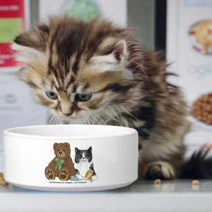 Tigela Urso de pelúcia gato cinza pêssego engraçado