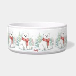 Tigela Urso Polar Pet Adorável em Aquarela