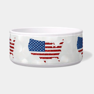 Tigela USA Flag Stars & Stripes julho 4 Glitter