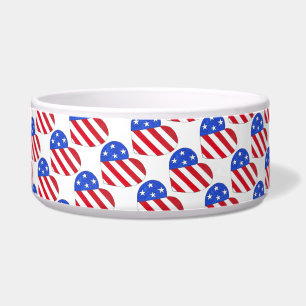Tigela USA Patriotic Love Heart Red Blue Flag Bowl
