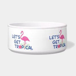 Tigela Vamos ter Flamingo Tropical Fofo Design de Cachorr