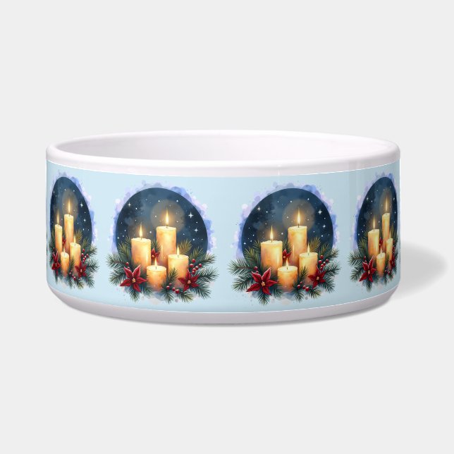 Tigela Vela de Natal brilha com Poinsettias (Frente)