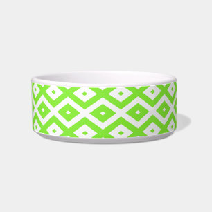 Tigela Verde limão e padrão de diamante branco