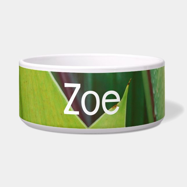 Tigela Verde tropical deixa Pet Bowl com texto ZEO (Frente)