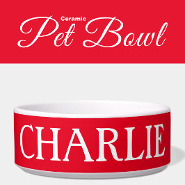 Tigela Vermelho e branco com nome gato ou cão