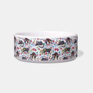 Tigela Vintage Black White Cats Halloween Gothy Floral