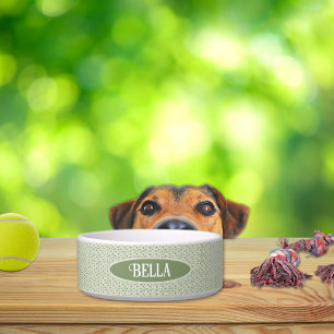 Tigela Vintage Design Cream e Green Cerâmica Dog Bowl