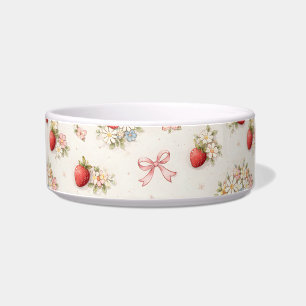 Tigela Vintage Floral de Morango Sem Costuras cottagecore