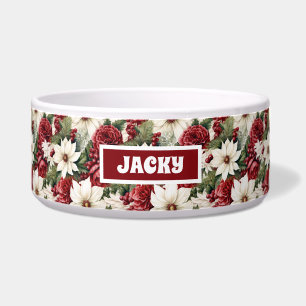 Tigela Vintage Flores Russas de Natal folhas Cachorro