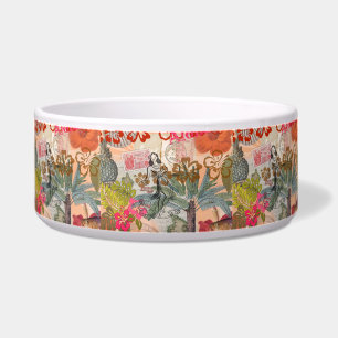 Tigela Vintage Flowers Hula Colorful Hawaiian Tropical