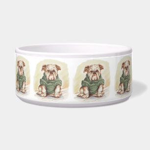 Tigela Vintage Puppy Art Bulldog em Sweater