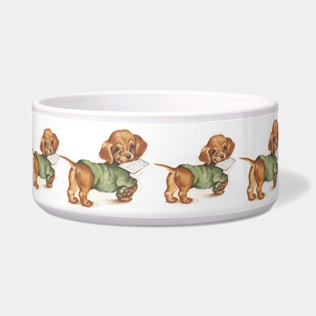 Tigela Vintage Puppy Art Dachshund Puppy (Frente)