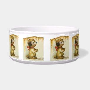 Tigela Vintage Puppy Art Sentado Puppy