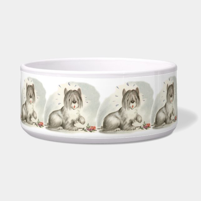 Tigela Vintage Puppy Art Shaggy Dog (Frente)