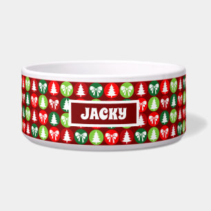 Tigela Vintage Retro Árvores de Natal e Arcos Cão-Padrão