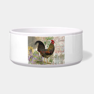 Tigela Vintage Rooster French Collage Pet Fazenda