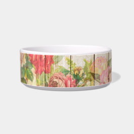 Tigela Vintage Rosas Rústicos Românticos Madeira