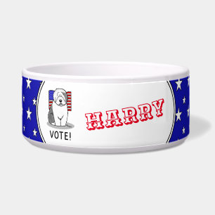 Tigela Votem! Velha Cinza Inglesa Sheepdog 1 Política Cus
