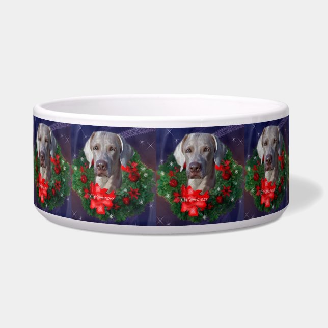 Tigela Weimaraner Christmas Wreath (Frente)