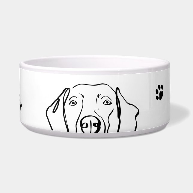 Tigela Weimaraner Elegante: Seu Texto, Seu Estilo (Frente)