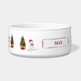 Tigela Westie Natal Divertido com Árvore