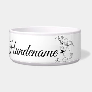 Tigela Whippet Minimalist Line Art personalized food bowl