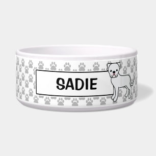 Tigela White American Bulldog com nome de Pet