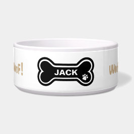 Tigela Woof, Woof Paw Print e Heart Personalised Dog