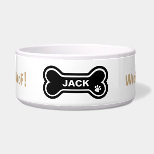 Tigela Woof, Woof Paw Print e Heart Personalised Dog