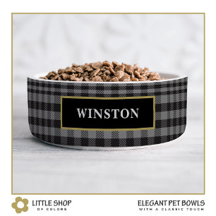 Tigela Xadrez de Cinza Preta para Glen Personalizada
