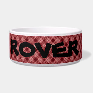 Tigela Xadrez De Tartan Vermelho E Branco