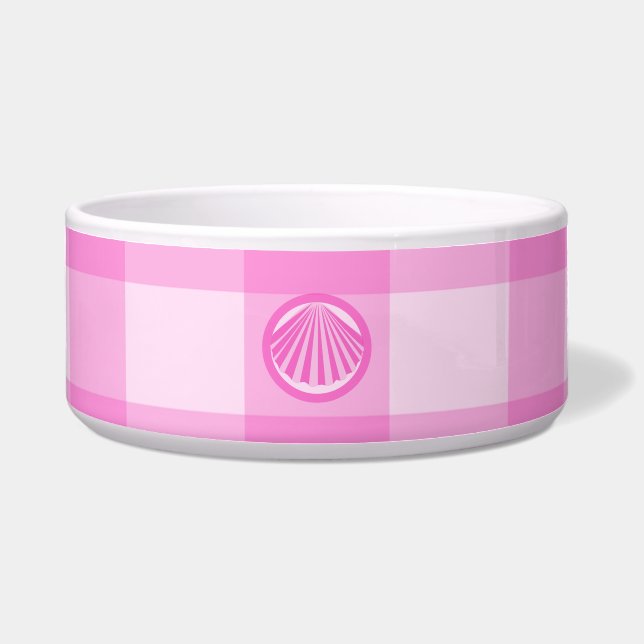 Tigela Xadrez Rosa com Concha do Mar- (Frente)
