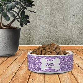 Tigela Xadrez Roxo Personalizado com Impressões de Patas 