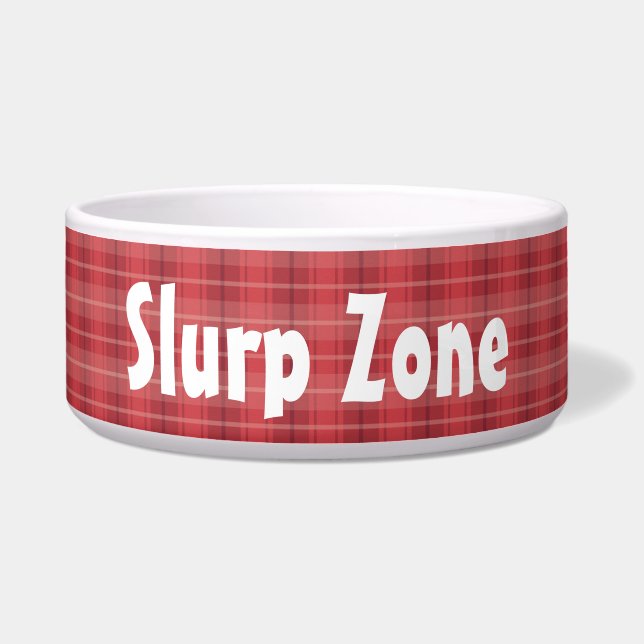 Tigela Xadrez Vermelho Personalizado “Zona de Slurp” Pet (Frente)