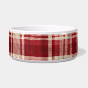 Tigela Xadrezes de Creme Vermelho
