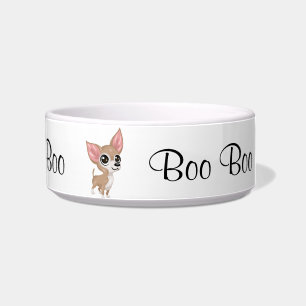 Tigela Xeque Chihuahua White Pet Bowl Adicione Nome