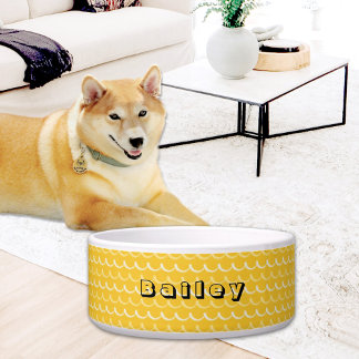 Tigela Yellow Waves Pattern Ceramic Pet Bowl