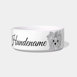 Tigela Yorkie Minimalist Line Art personalized food bowl