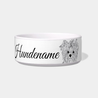 Tigela Yorkie Minimalist Line Art personalized food bowl
