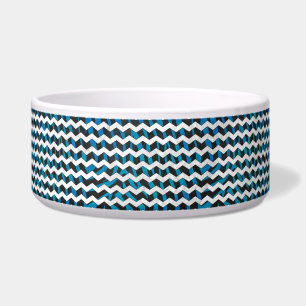 Tigela Zebra Chevron Preto e Azul
