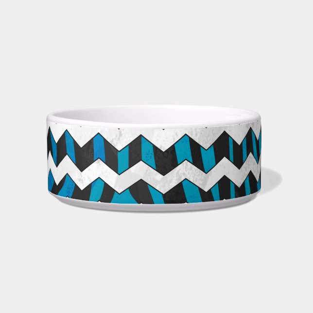 Tigela Zebra Chevron Preto e Azul (Direita)